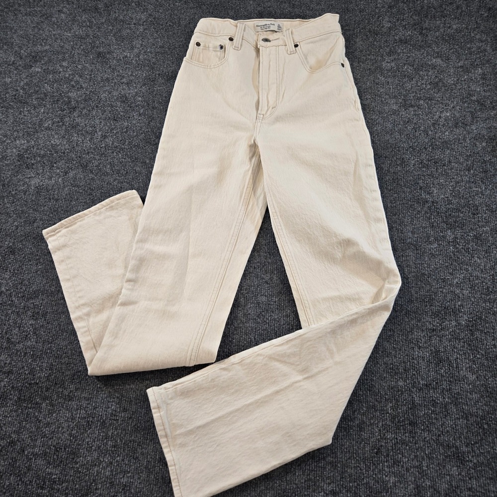 Abercrombie & Fitch The 90s Straight Ultra High Rise Jeans Cream Sz 23 CleanGirl